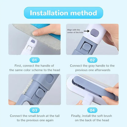 Upgraded Reusable Pet Hair Remover Brush - 17.3-In Extra-Long Handle Lint Cleaner for Dog & Cat Grooming Supplies, Couch, Bedding with Efficient Clean, Washable Design