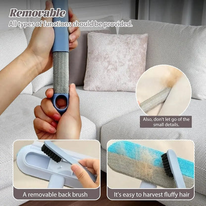 Upgraded Reusable Pet Hair Remover Brush - 17.3-In Extra-Long Handle Lint Cleaner for Dog & Cat Grooming Supplies, Couch, Bedding with Efficient Clean, Washable Design
