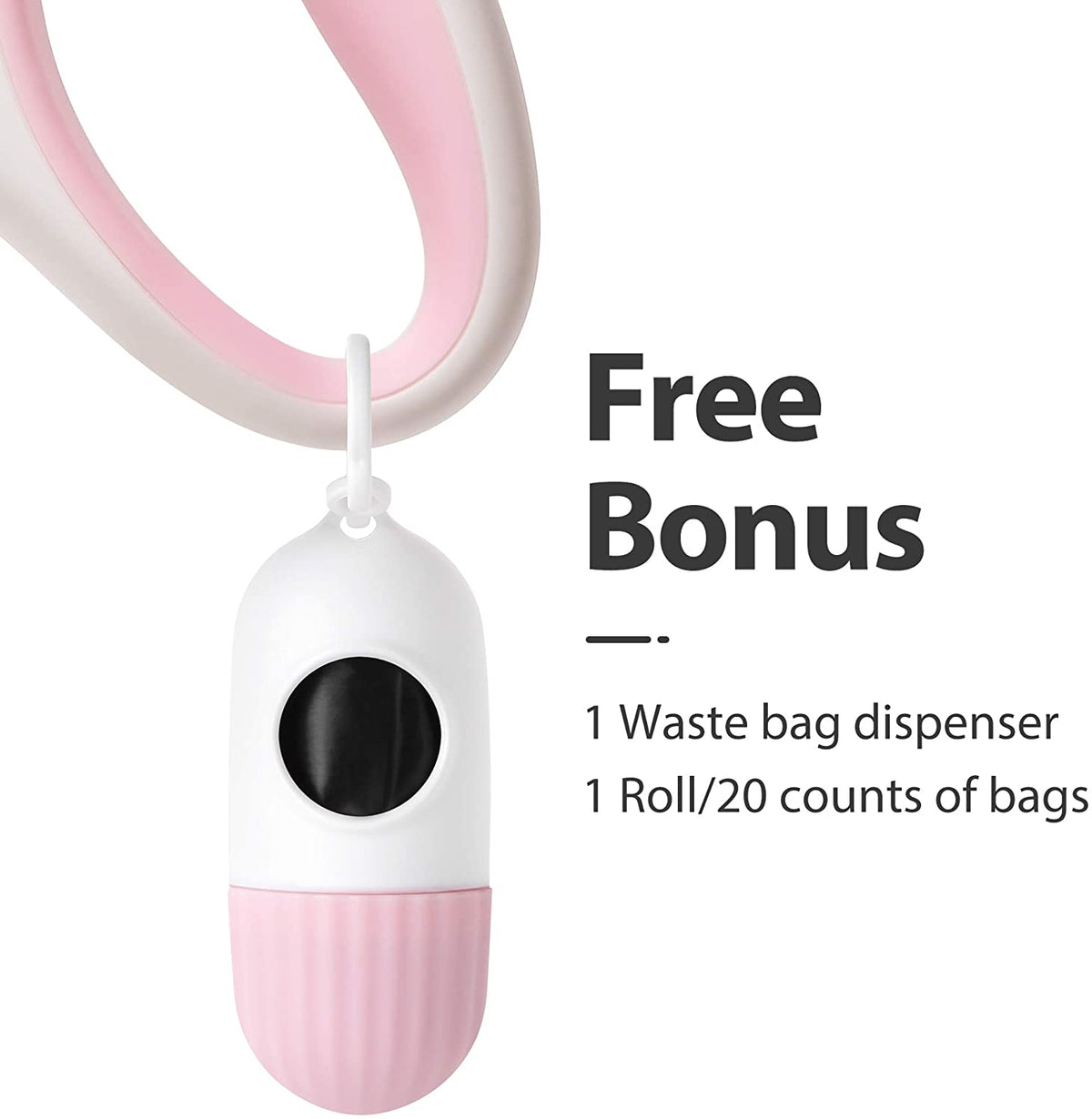 Premium 10ft Retractable Dog Leash with Poop Bag Dispenser – Perfect for X-Small Dogs and Cats, Stylish White & Pink Design