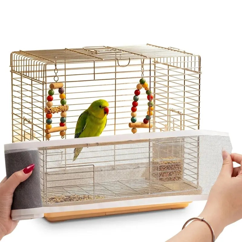 Bird Cage Seed Guard Mesh Tape, Self-Adhesive PP Mesh for Small-Medium Birds, Clean Floors & Contain Debris