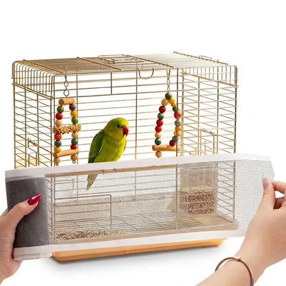 Bird Cage Seed Guard Mesh Tape, Self-Adhesive PP Mesh for Small-Medium Birds, Clean Floors & Contain Debris