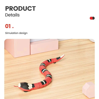 USB Rechargeable Interactive Realistic Smart Sensing Snake Cat Toy - Obstacle-Evading, No Remote Control, Halloween Prank Prop, Great Gift for Indoor Cats & Dogs, Pink
