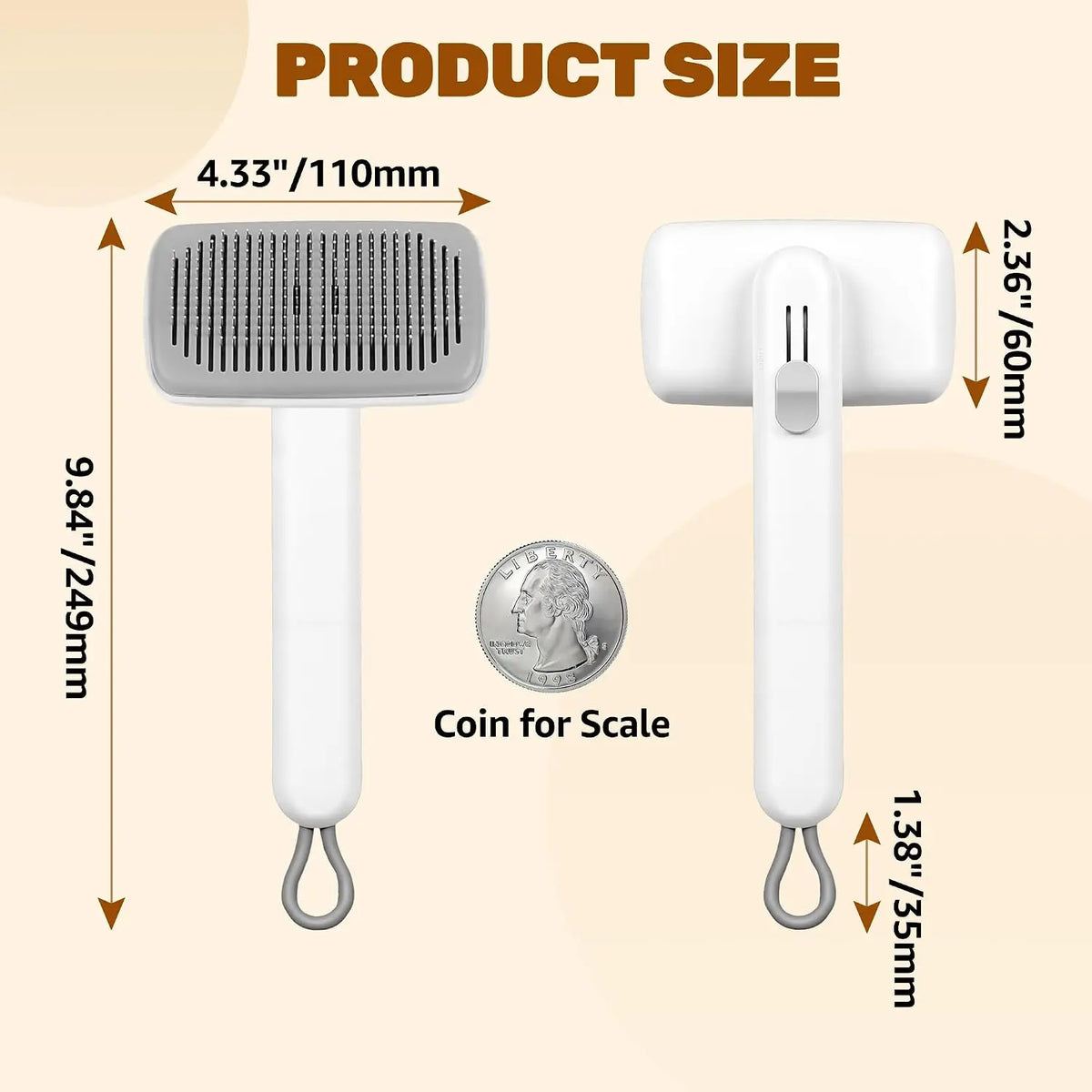 Dog & Cat Self-Cleaning Deshedding Slicker Comb - 1-Click Release Shedding Grooming Brush for Shed Control, Easy Clean, No Hair Picking