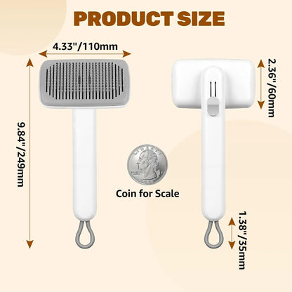 Dog & Cat Self-Cleaning Deshedding Slicker Comb - 1-Click Release Shedding Grooming Brush for Shed Control, Easy Clean, No Hair Picking