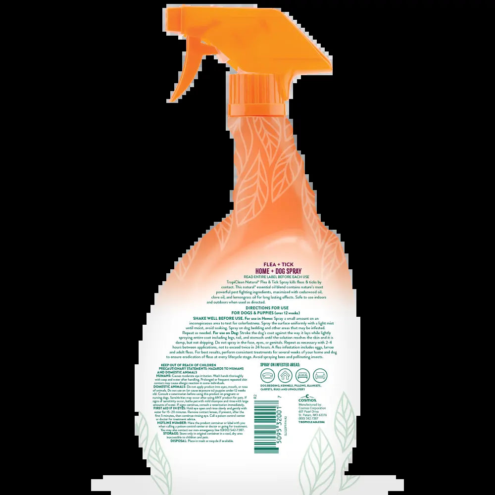 Tropiclean Natural* Flea + Tick Home + Dog Spray, 32Oz