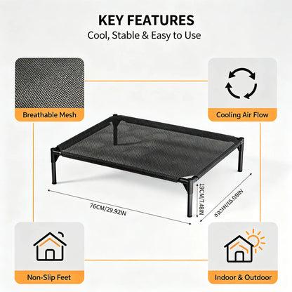 Classical Plain Elevated Cooling Pet Bed - Aluminum Frame, Breathable Mesh Design, Airflow Boost for Dogs & Cats, Comfy Human-Sized for Indoor-Outdoor Use
