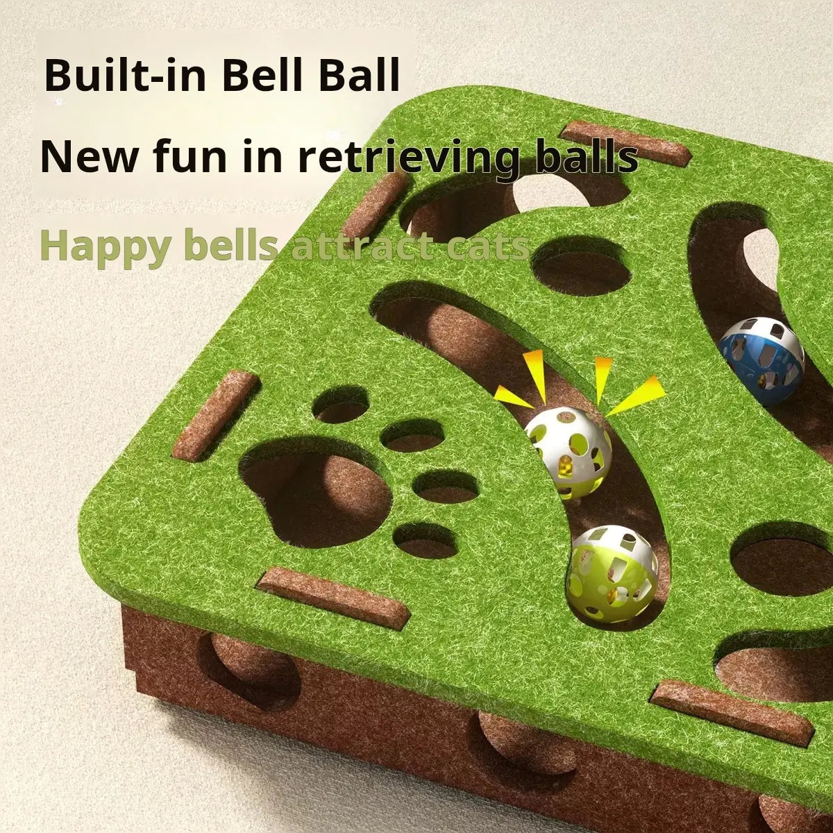 Cgreen Maze Ball Cat Toy - Felt Surface, Animal Print Play Track, Chaser Ball, Universal Size Exercise Aid, Boredom Relief Toy for Indoor Kittens