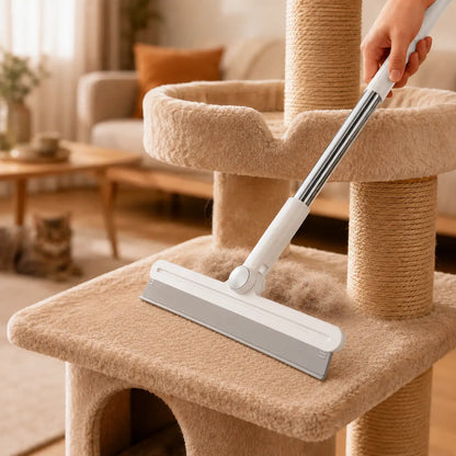 Pet Hair Remover Rake/Scraper, 180° Rotating Pet Hair Remover Broom, Reusable Wet Dry Squeegee, Silicone Scrubber for Carpet, Couch, Hardwood Floors,Bathroom and Pet Areas, Lint Roller Alternative for Rugs, Beds, Mats & Furniture