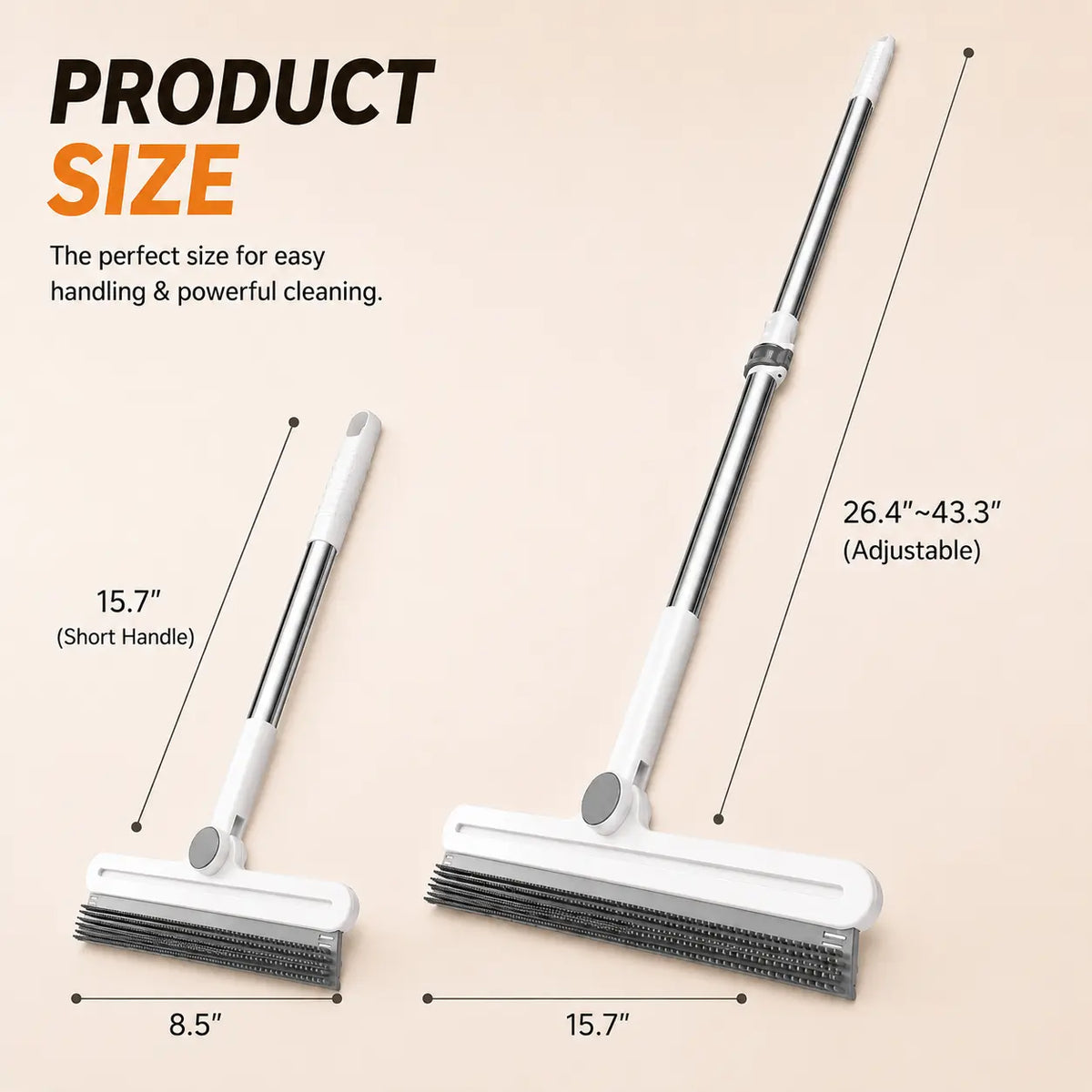 Pet Hair Remover Rake/Scraper, 180° Rotating Pet Hair Remover Broom, Reusable Wet Dry Squeegee, Silicone Scrubber for Carpet, Couch, Hardwood Floors,Bathroom and Pet Areas, Lint Roller Alternative for Rugs, Beds, Mats & Furniture