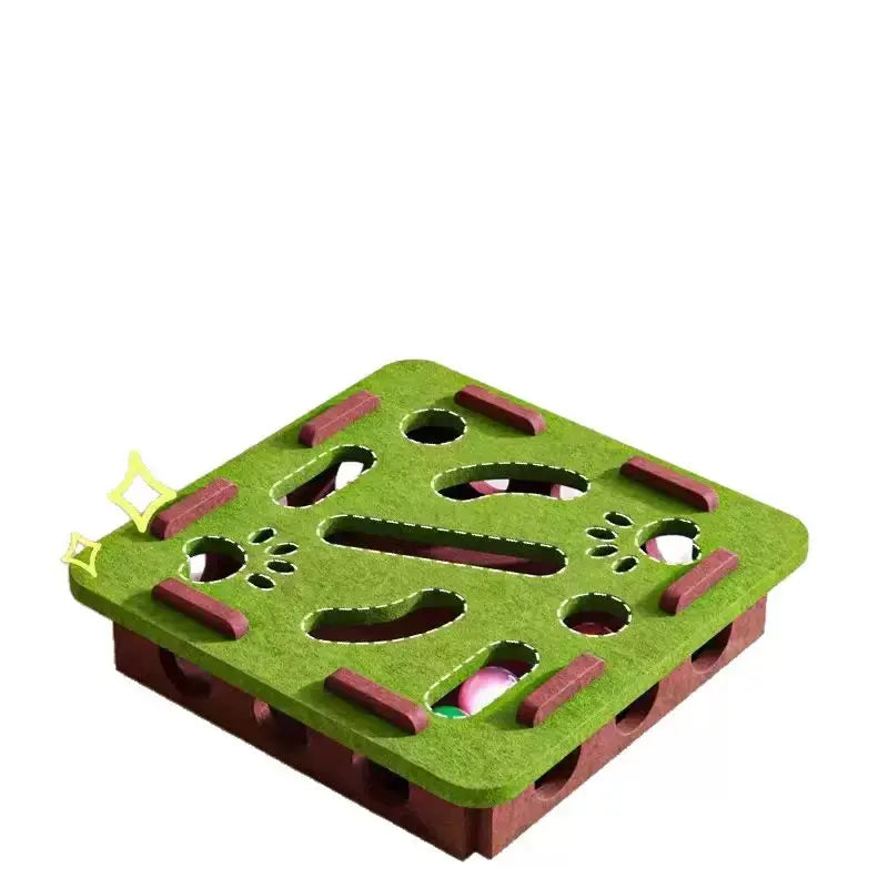 Cgreen Maze Ball Cat Toy - Felt Surface, Animal Print Play Track, Chaser Ball, Universal Size Exercise Aid, Boredom Relief Toy for Indoor Kittens