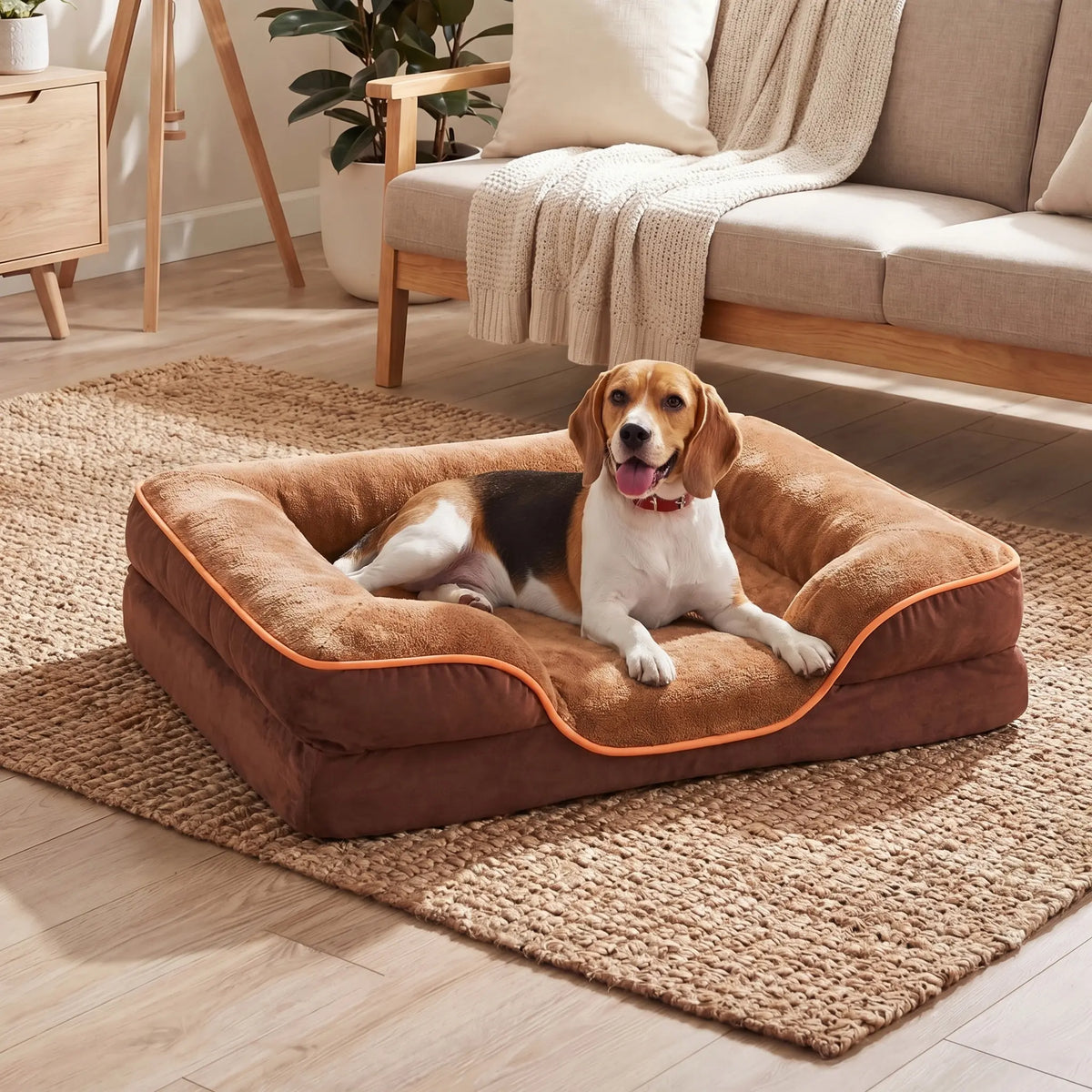 Sweetcrispy Modern Orthopedic Memory Foam Pet Bed for Large Dogs - 3-Sided Bolsters, 20.0"L X 24.0"W X 8.0"Th, Waterproof Detachable Cover, Non-Slip Base, Joint Relief, Consistent Support, Pressure Ease, Supportive Sofa, Allows 24 to 48 Hours Recovery