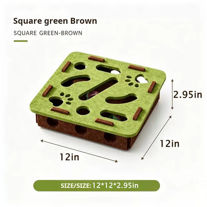 Cgreen Maze Ball Cat Toy - Felt Surface, Animal Print Play Track, Chaser Ball, Universal Size Exercise Aid, Boredom Relief Toy for Indoor Kittens