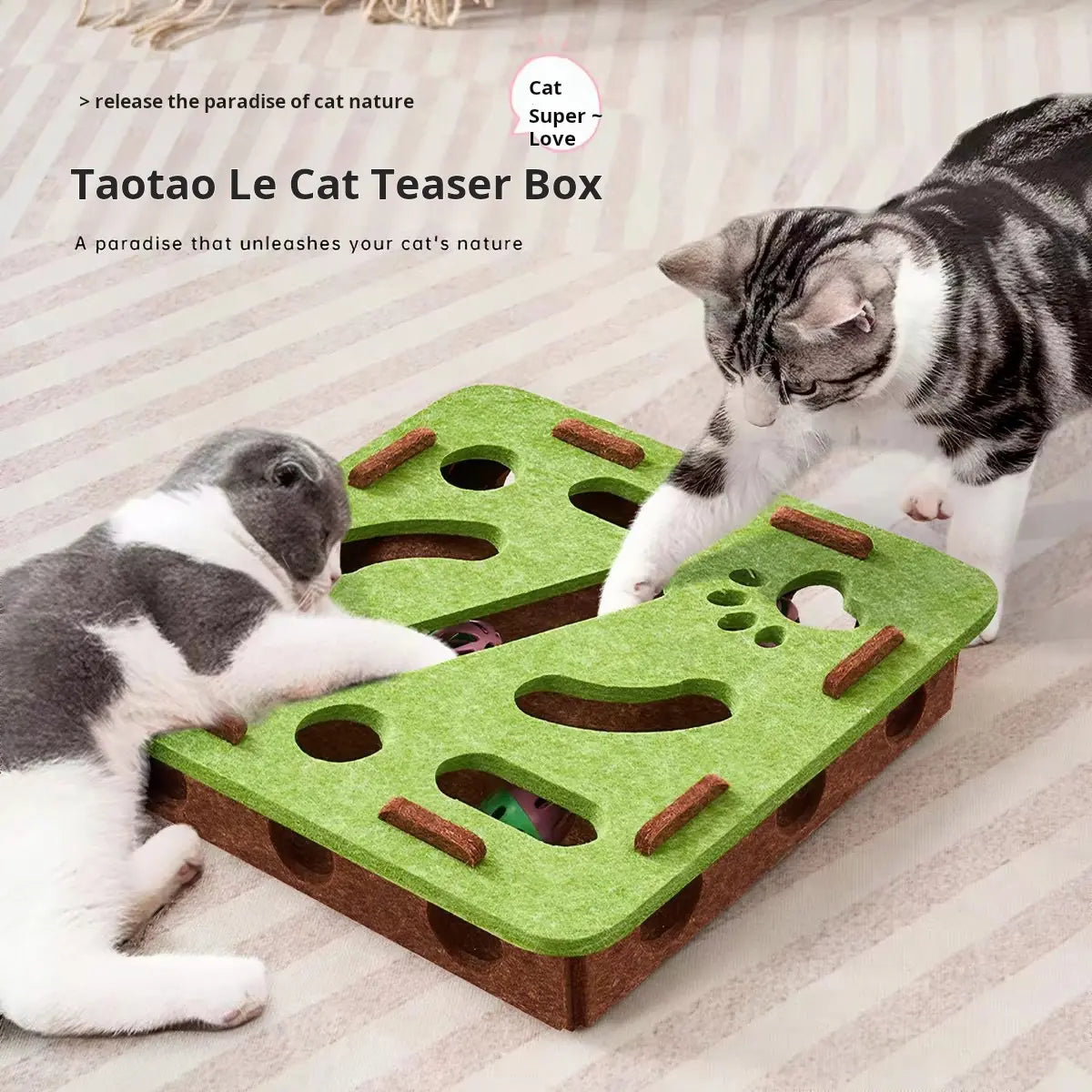 Cgreen Maze Ball Cat Toy - Felt Surface, Animal Print Play Track, Chaser Ball, Universal Size Exercise Aid, Boredom Relief Toy for Indoor Kittens