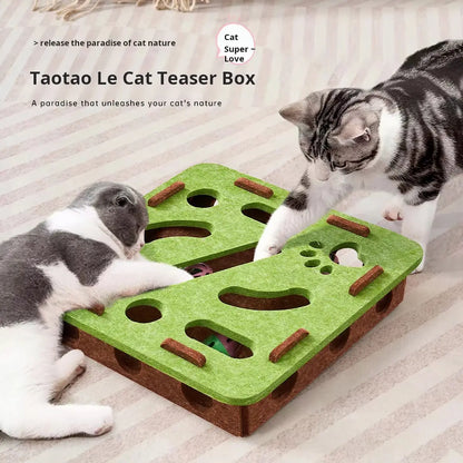 Cgreen Maze Ball Cat Toy - Felt Surface, Animal Print Play Track, Chaser Ball, Universal Size Exercise Aid, Boredom Relief Toy for Indoor Kittens