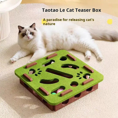 Cgreen Maze Ball Cat Toy - Felt Surface, Animal Print Play Track, Chaser Ball, Universal Size Exercise Aid, Boredom Relief Toy for Indoor Kittens