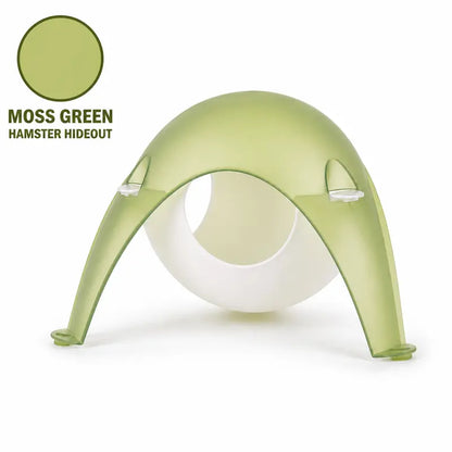 TUFFYUKI Plastic Hamster Hideout House for Cages, Translucent Easy-To-Observe Space Pod with Wide Entrance, Curved Cozy Shelter, Stable Anti-Slip Feet, Small Animal Habitat Accessory for Dwarf/Syrian Hamsters
