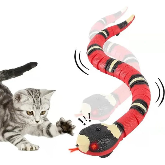 USB Rechargeable Interactive Realistic Smart Sensing Snake Cat Toy - Obstacle-Evading, No Remote Control, Halloween Prank Prop, Great Gift for Indoor Cats & Dogs, Pink
