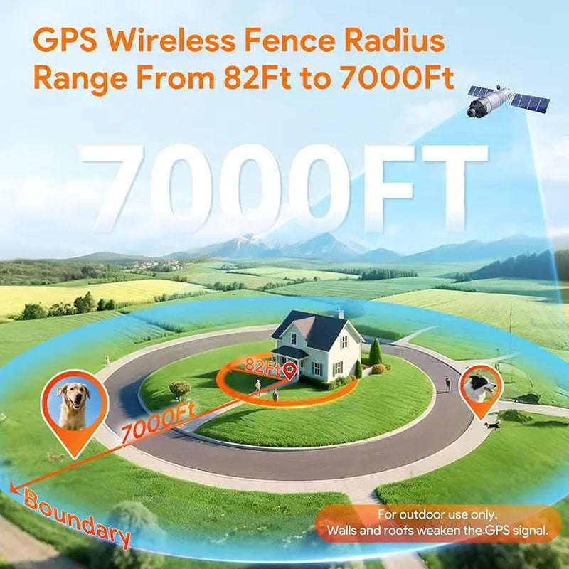 Meowant GPS Track Wireless Dog Fence System with Training Collar, Remote, Free App, 82-7000Ft Range, 3 Training Modes, Waterproof LCD Collar for Dogs over 10Lbs (Outdoor Use)