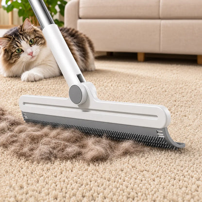 Pet Hair Remover Rake/Scraper, 180° Rotating Pet Hair Remover Broom, Reusable Wet Dry Squeegee, Silicone Scrubber for Carpet, Couch, Hardwood Floors,Bathroom and Pet Areas, Lint Roller Alternative for Rugs, Beds, Mats & Furniture