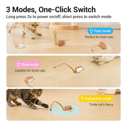 Potaroma Plush Mouse Smart Rolling Cat Toy - Automatic Motion-Activated Electric Interactive Toy, Rechargeable, Enriches Play for Indoor Cats & Kittens