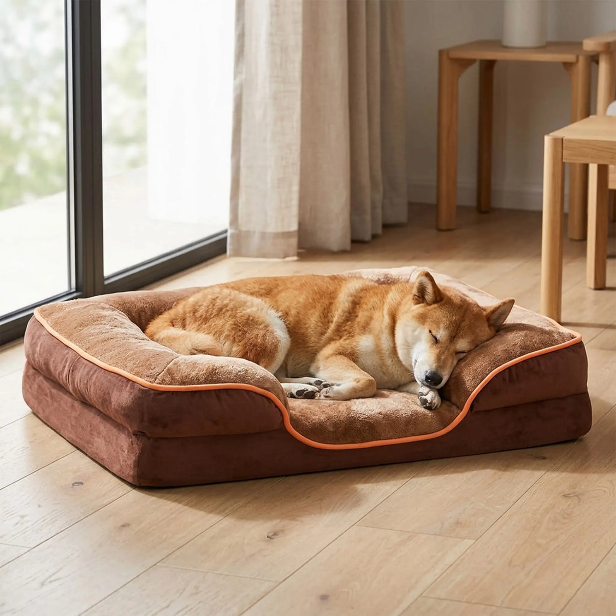 Sweetcrispy Modern Orthopedic Memory Foam Pet Bed for Large Dogs - 3-Sided Bolsters, 20.0"L X 24.0"W X 8.0"Th, Waterproof Detachable Cover, Non-Slip Base, Joint Relief, Consistent Support, Pressure Ease, Supportive Sofa, Allows 24 to 48 Hours Recovery
